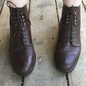 Vintage Dark Brown Leather Booties
